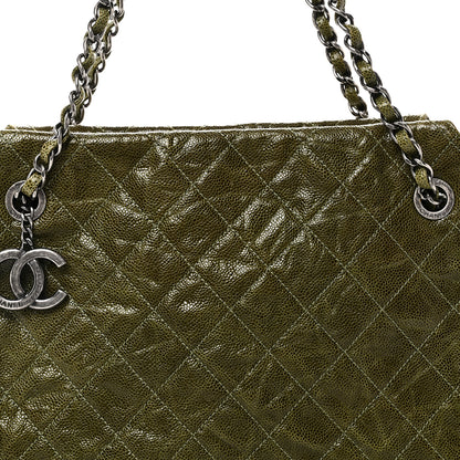 Chanel Glazed Caviar Quilted Tote Green 8 of 10