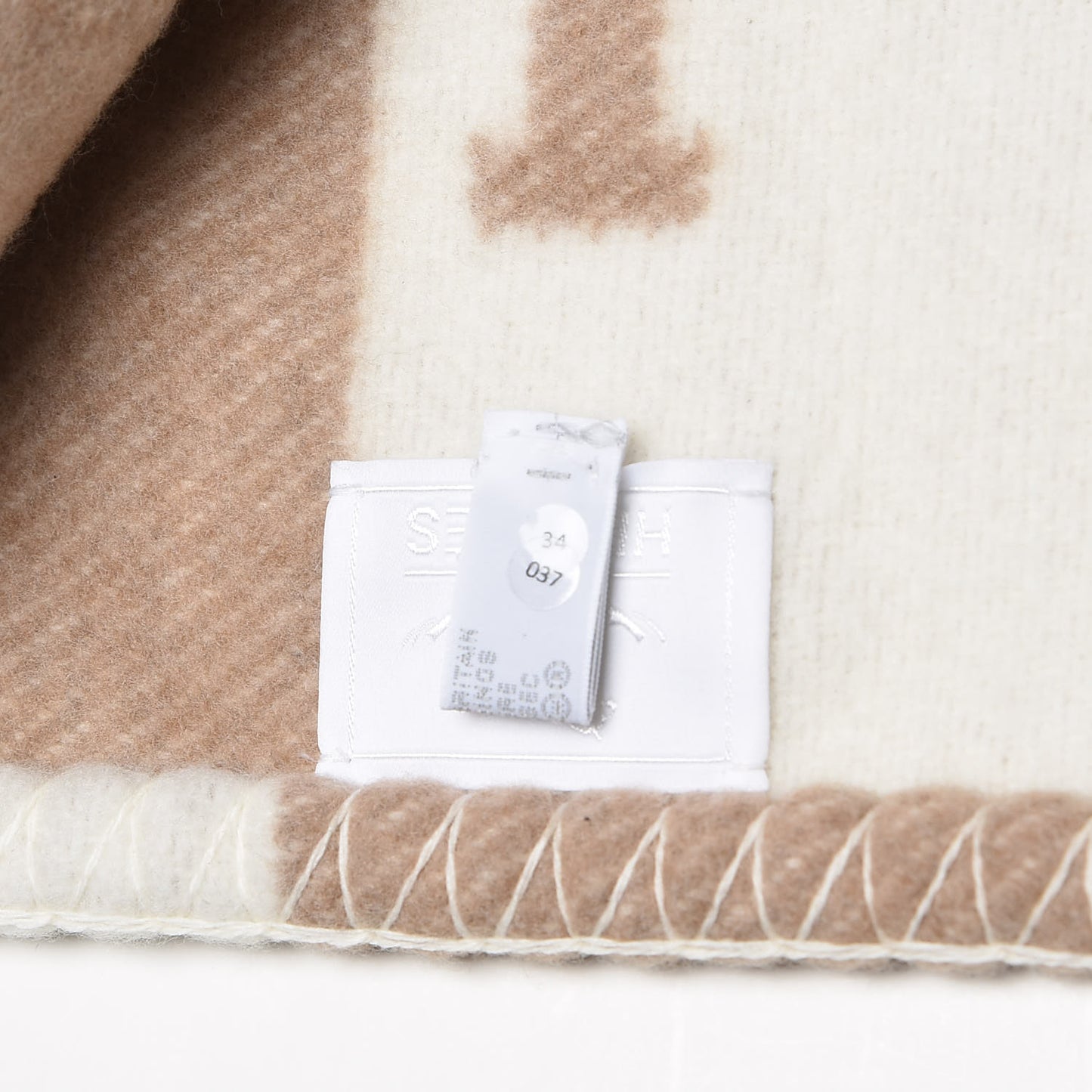 Wool Cashmere Avalon Baby Blanket Noisette Moyen White