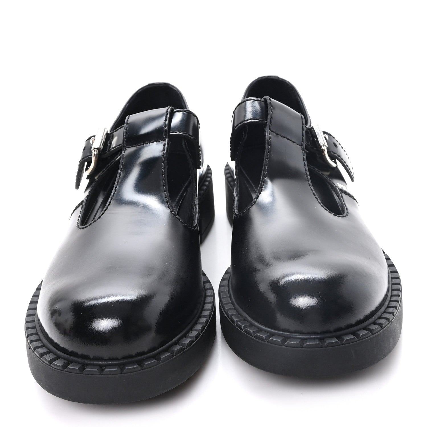 Prada Spazzolato Mens Mary Jane T Strap 40mm Loafers 9 Black 3 of 10