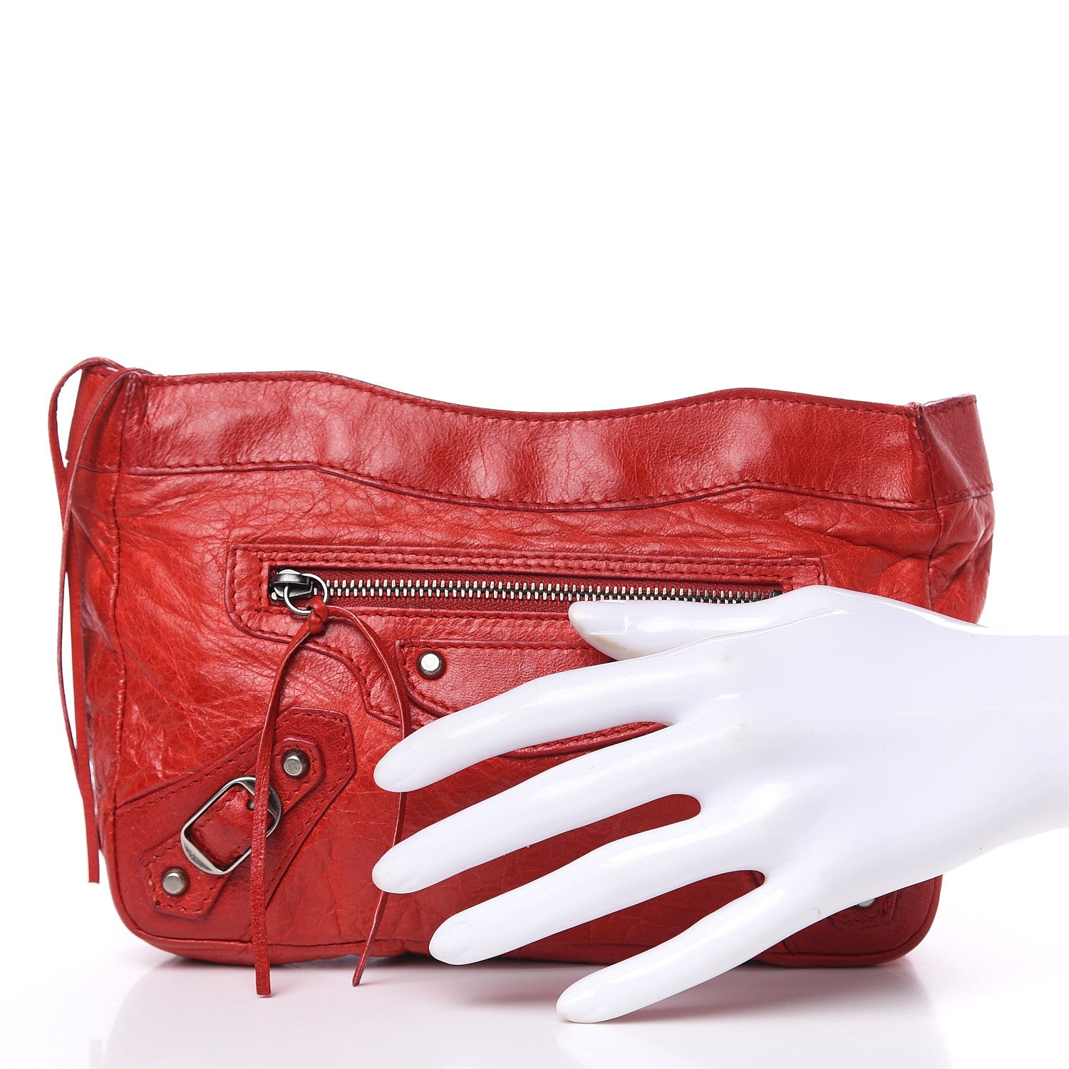 Balenciaga Chevre Porte Toilette Makeup Clutch True Red 2 of 13