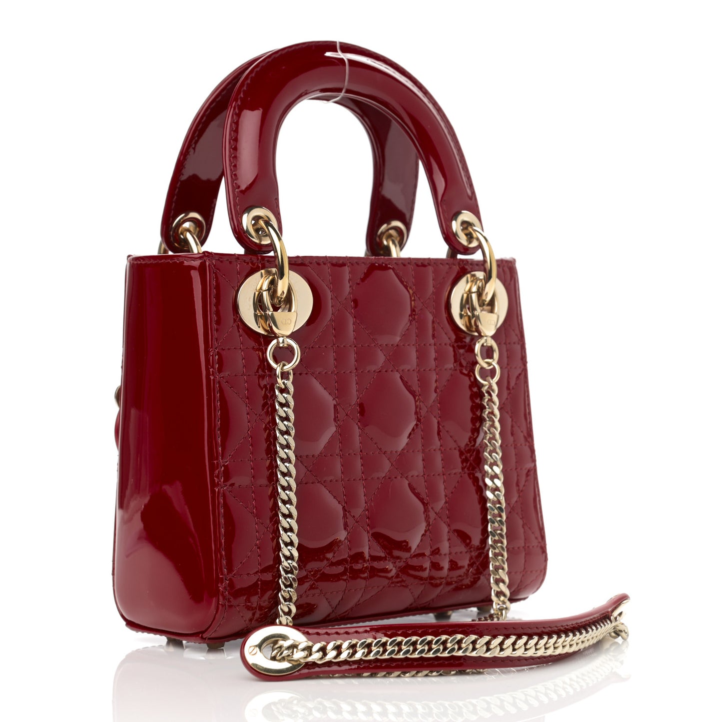 Patent Cannage Mini Lady Dior Red