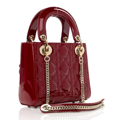 Christian Dior Patent Cannage Mini Lady Dior Red 3 of 10