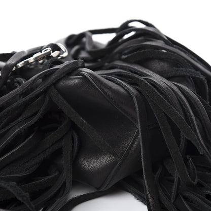 Saint Laurent Calfskin Fringe Monogram Mini Bourse Bucket Bag Black 5 of 8