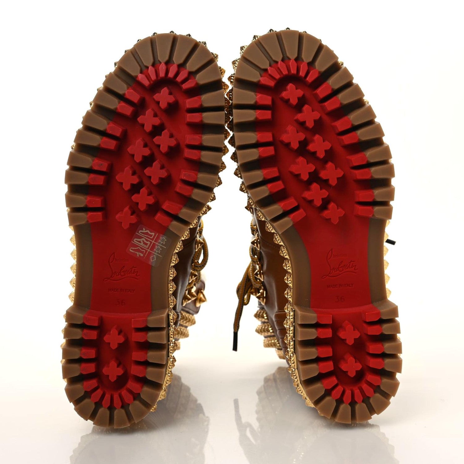 Christian Louboutin Calfskin Studded Shearling Yeti Donna Boots 36 Natural 6 of 9