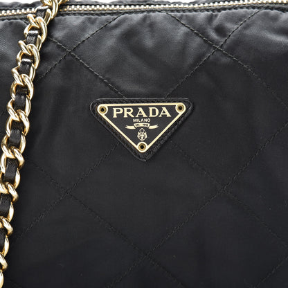 Prada Nylon Tessuto Impuntu Quilted Shoulder Bag Black 8 of 14