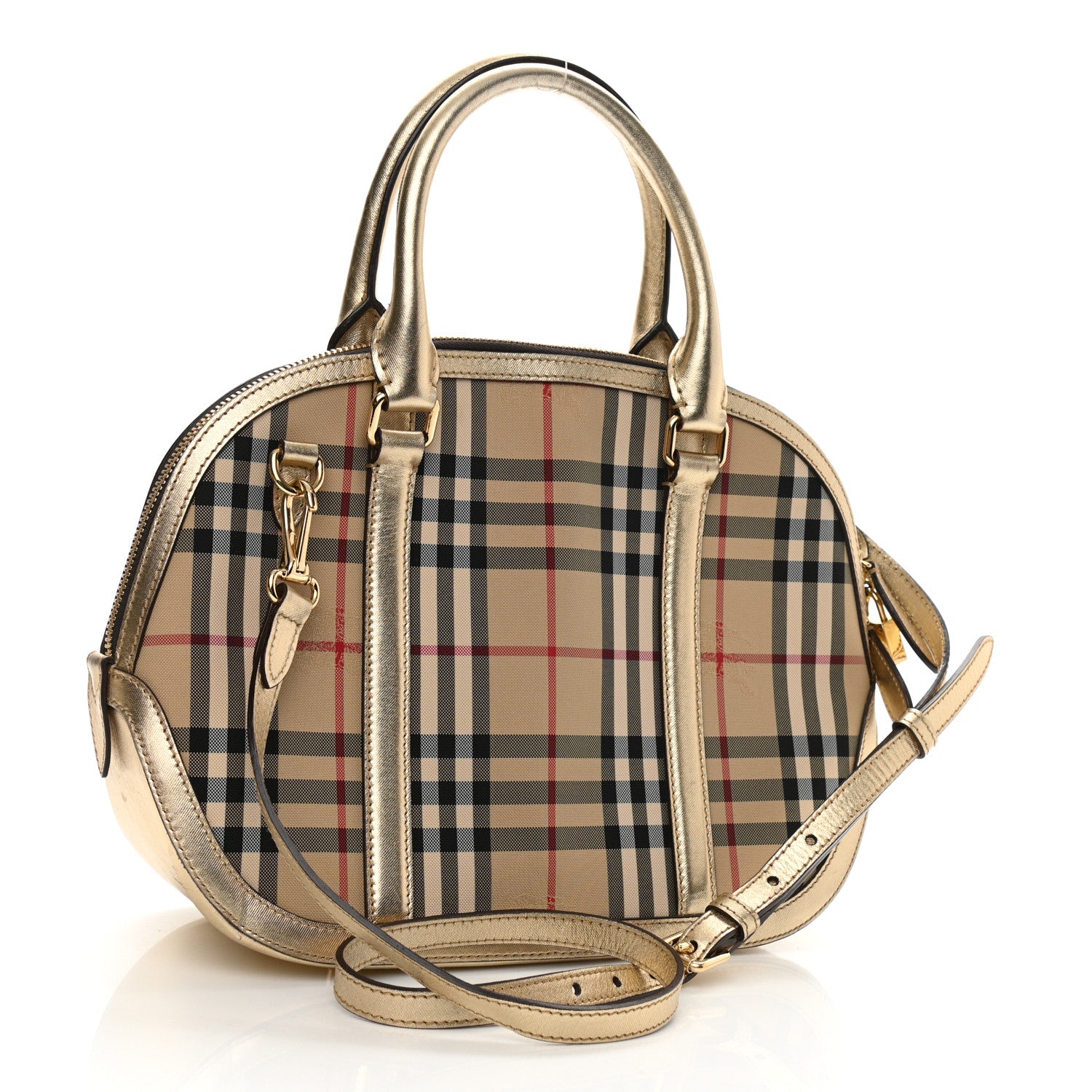 Burberry Horseferry Check Small Orchard Bowling Bag Gold 2 of 9