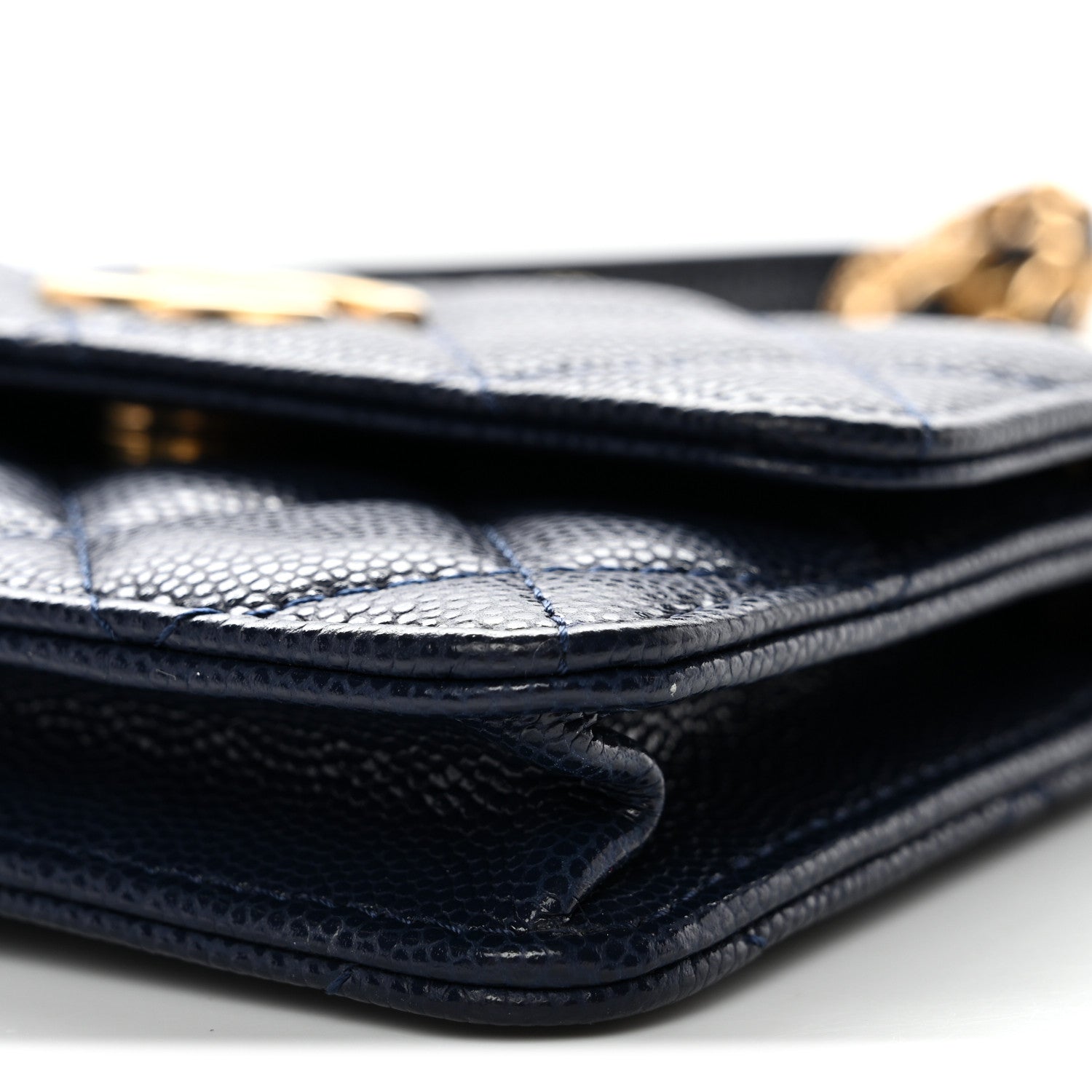 Chanel Caviar Quilted Twist Your Buttons Coin Purse With Chain Navy 11 of 12