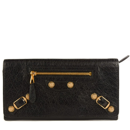 Balenciaga Agneau Giant 12 Gold Hardware Money Wallet Black 1 of 6