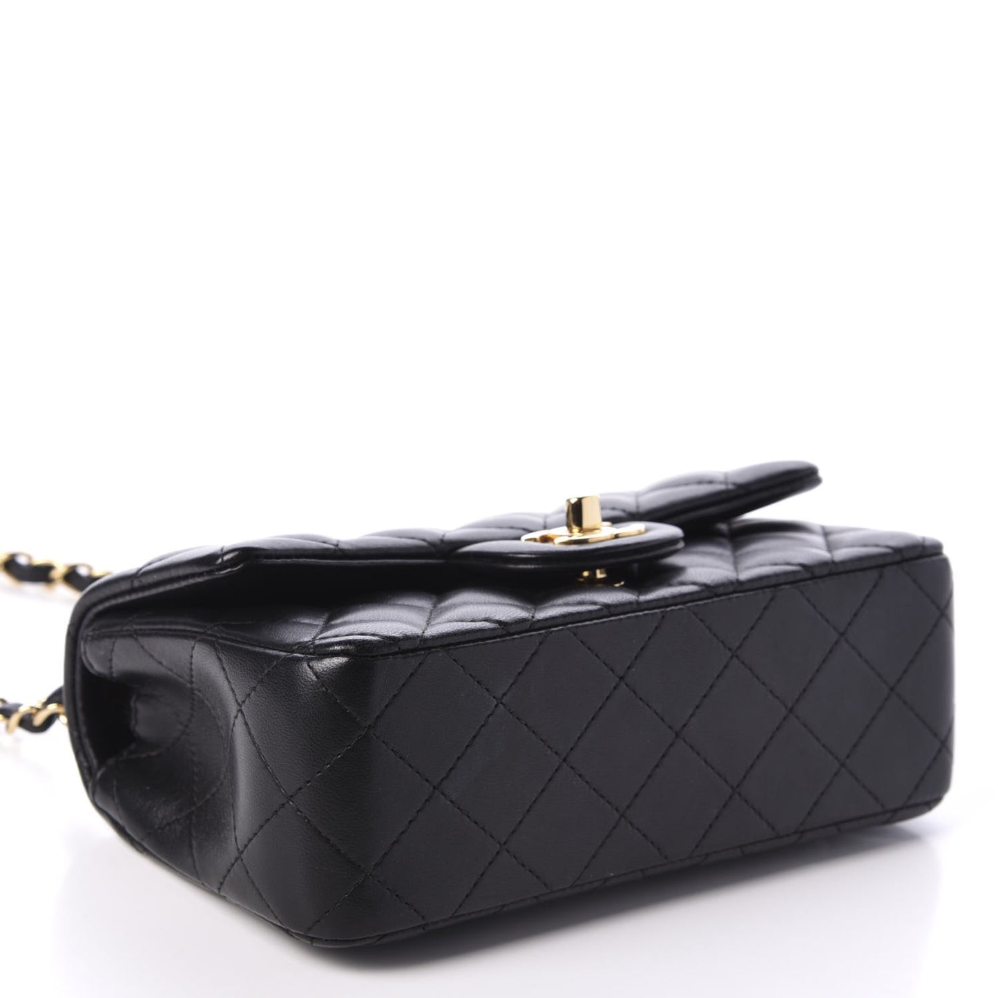 Lambskin Quilted Mini Rectangular Flap Black