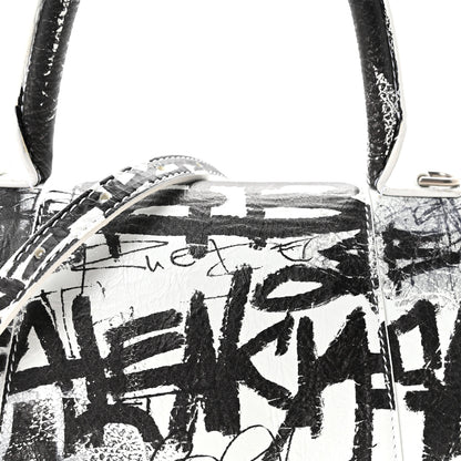 Balenciaga Smooth Calfskin Graffiti Hourglass Top Handle Bag Small White Black 7 of 9