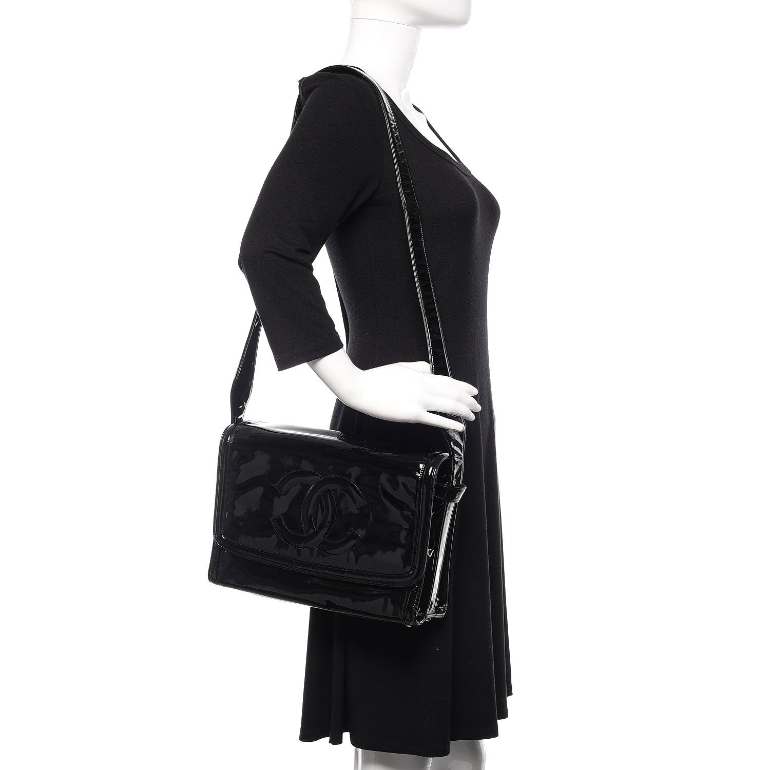 Chanel Patent CC Flap Shoulder Bag Black 2 of 9