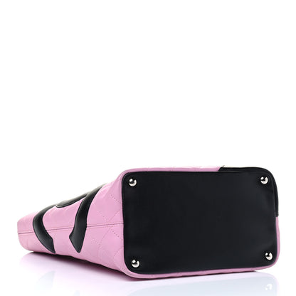 Chanel Calfskin Quilted Medium Cambon Tote Pink Black 3 of 4