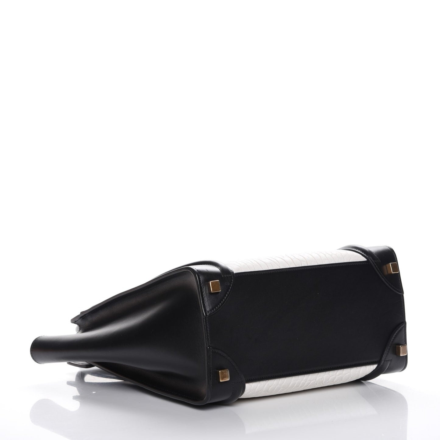 Calfskin Shrunken Lambskin Micro Bi-Color Luggage Black White