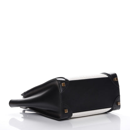 Celine Calfskin Shrunken Lambskin Micro Bi-Color Luggage Black White 4 of 7