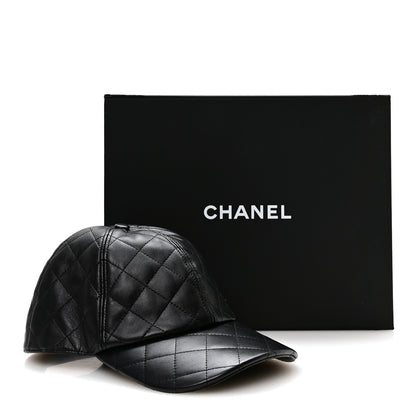 Chanel Lambskin Quilted CC Cap Hat Black 9 of 9