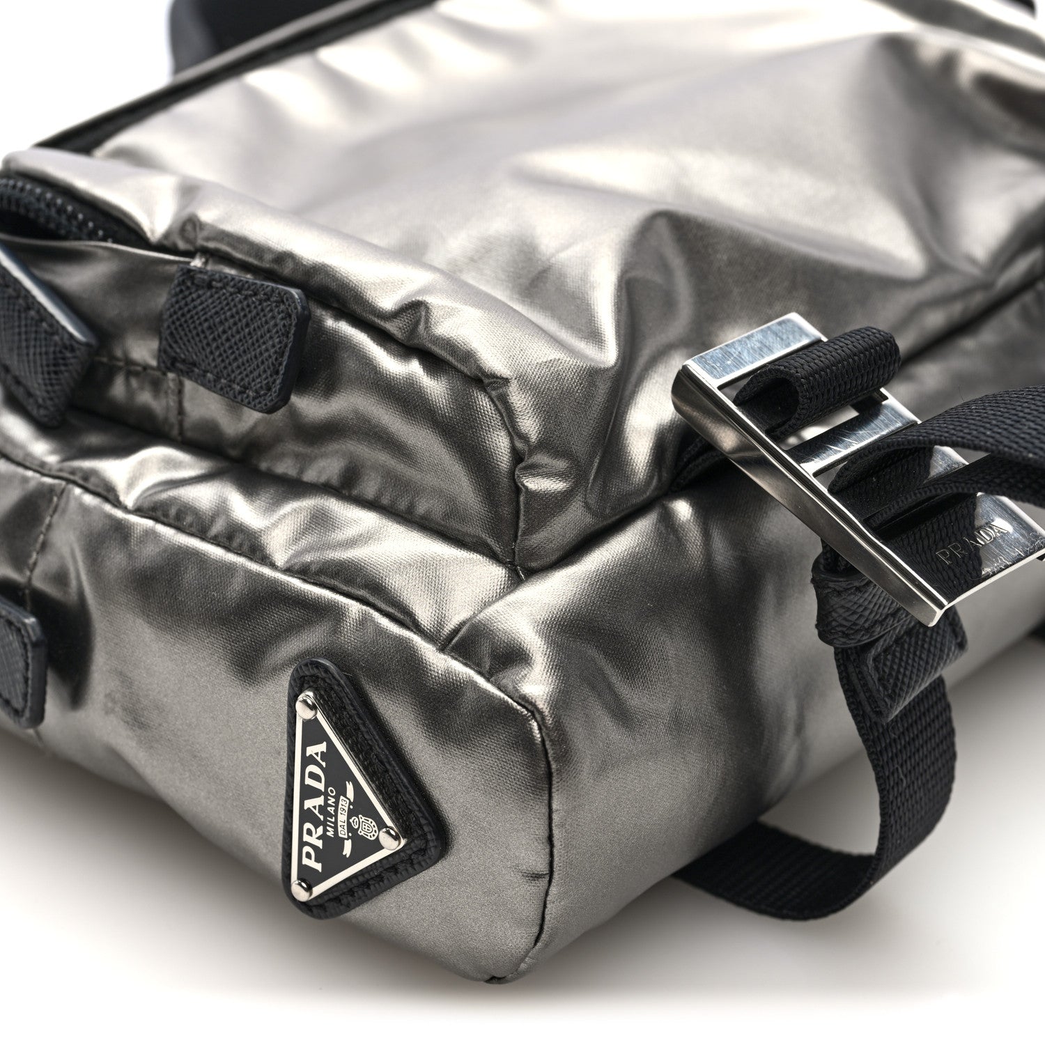 Prada Metallic Nylon Crossbody Bag Ferro 1864714 – FASHIONPHILE