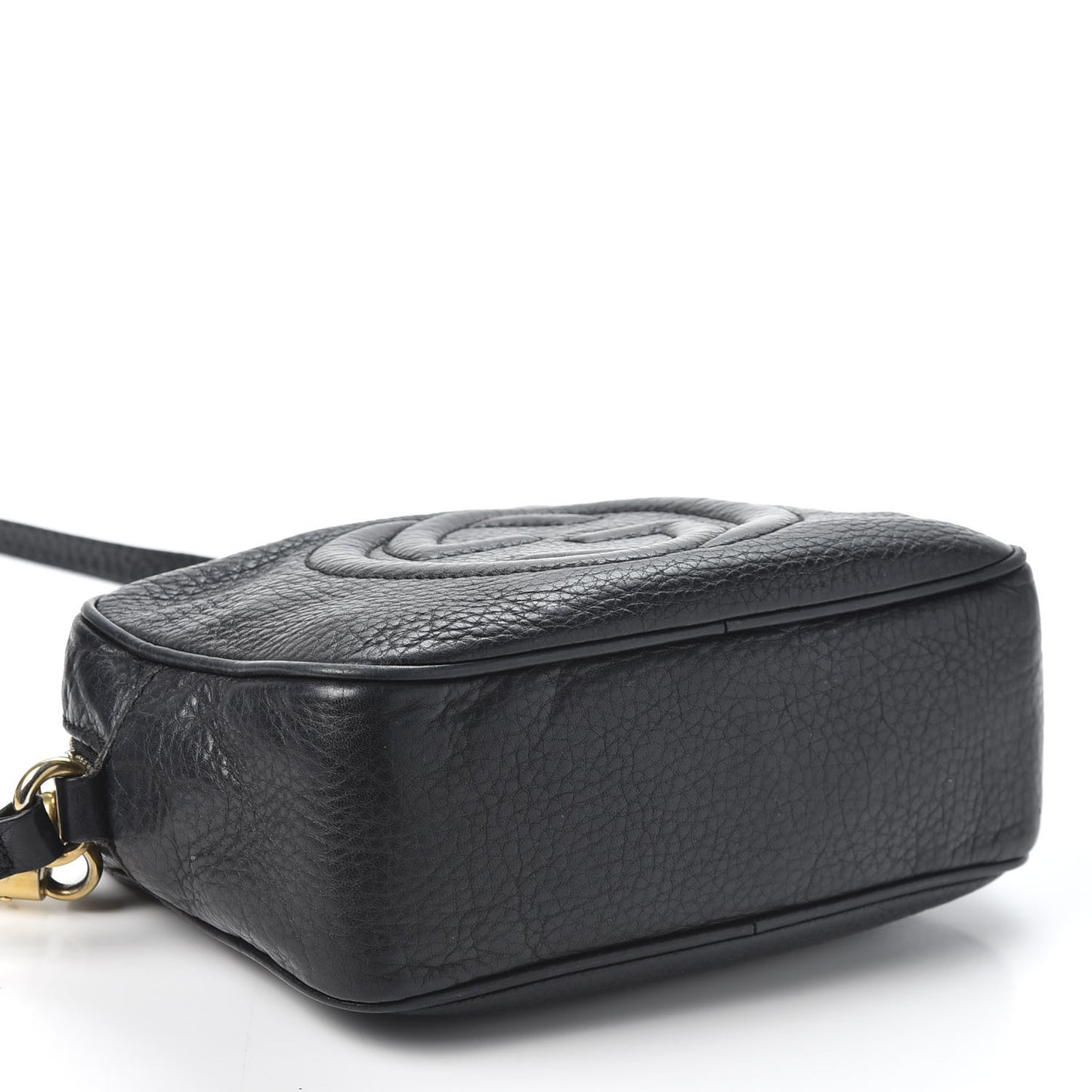Pebbled Calfskin Small Soho Disco Bag Black