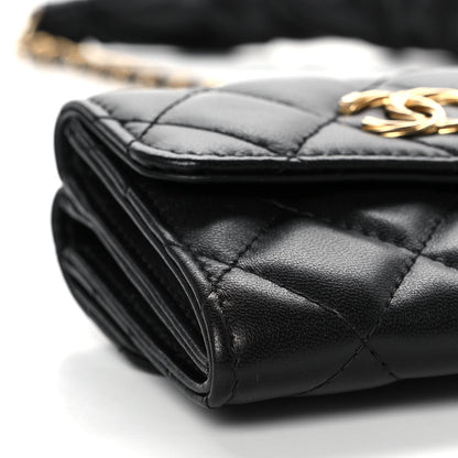 Chanel Lambskin Quilted Card Holder with Chain Black 9 of 11