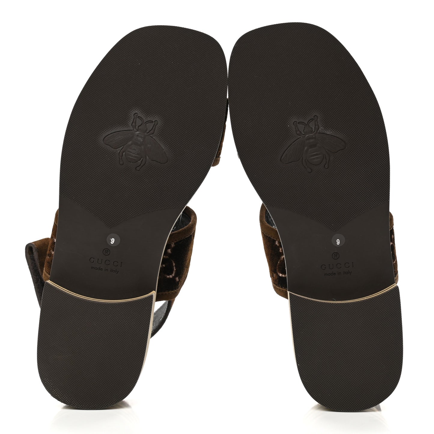 Velvet GG Monogram Suede Mens Platform Sandals 9 Coffee