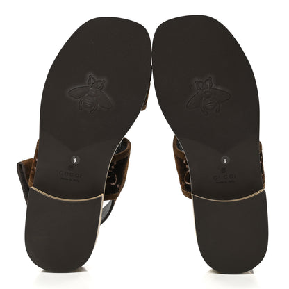 Gucci Velvet GG Monogram Suede Mens Platform Sandals 9 Coffee 5 of 8
