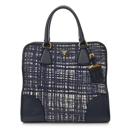 Prada Tela Tweed Saffiano Tote Bag Inchiostro 1 of 12