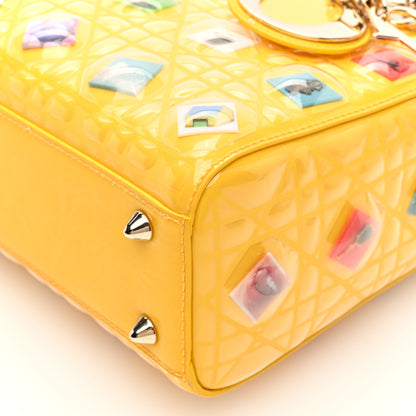 Christian Dior Patent Lambskin Cannage PVC Sara Cwynar Small Lady Dior Art Yellow 9 of 9