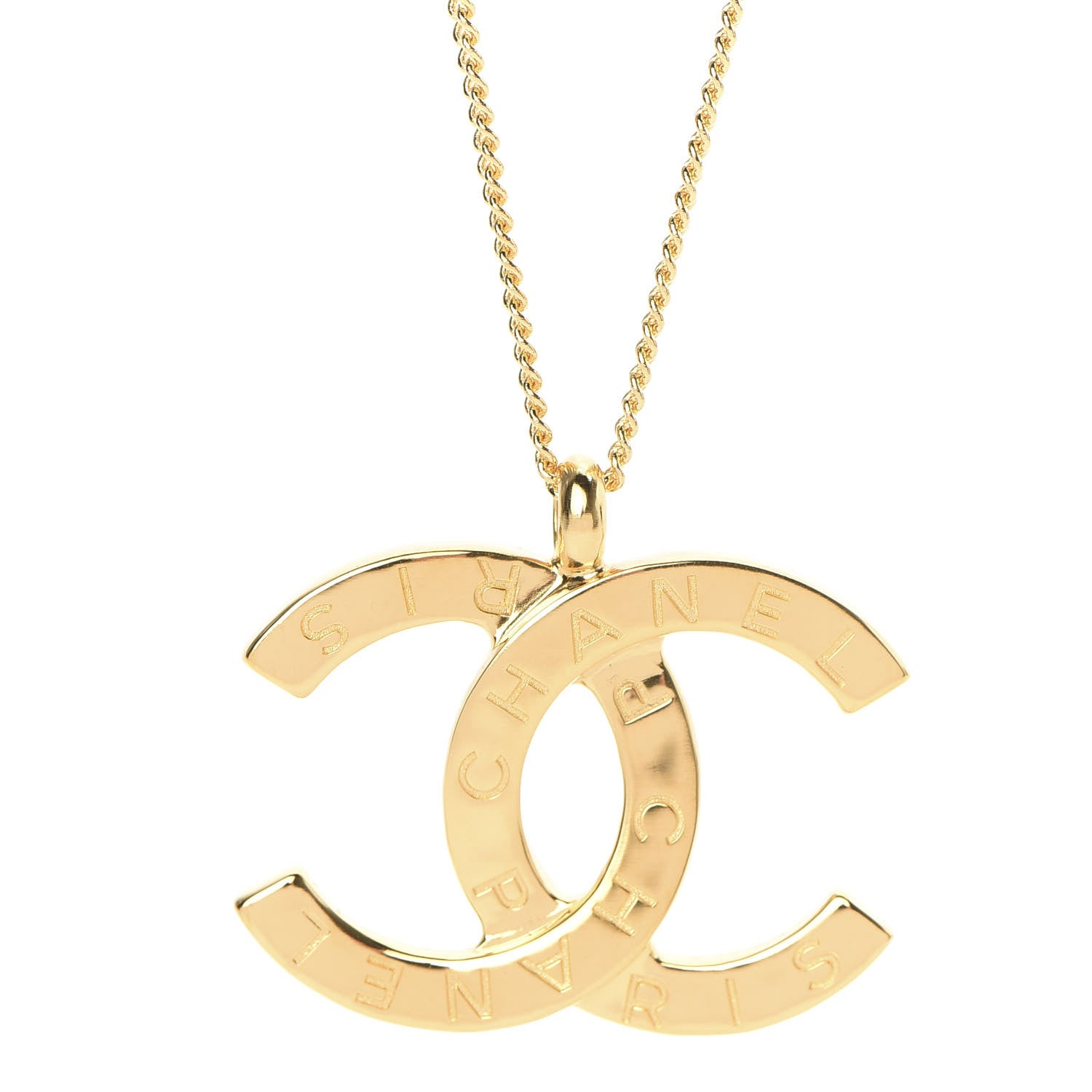 Chanel Metal CC Paris Button Necklace Gold 2 of 5