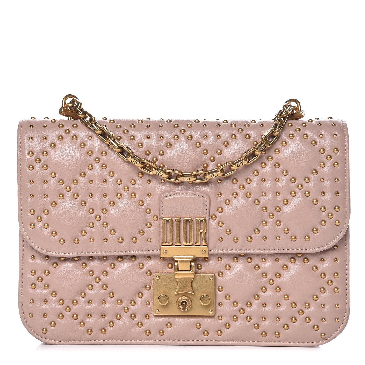 Lambskin Cannage Studded Large Dioraddict Flap Bag Nude