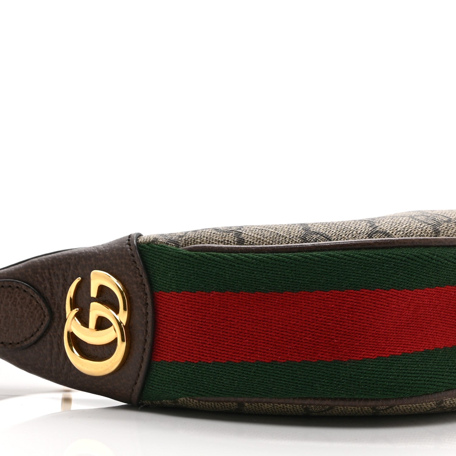 Gucci GG Supreme Monogram Textured Calfskin Web Mini Ophidia Half Moon Hobo Beige Ebony New Acero 9 of 10