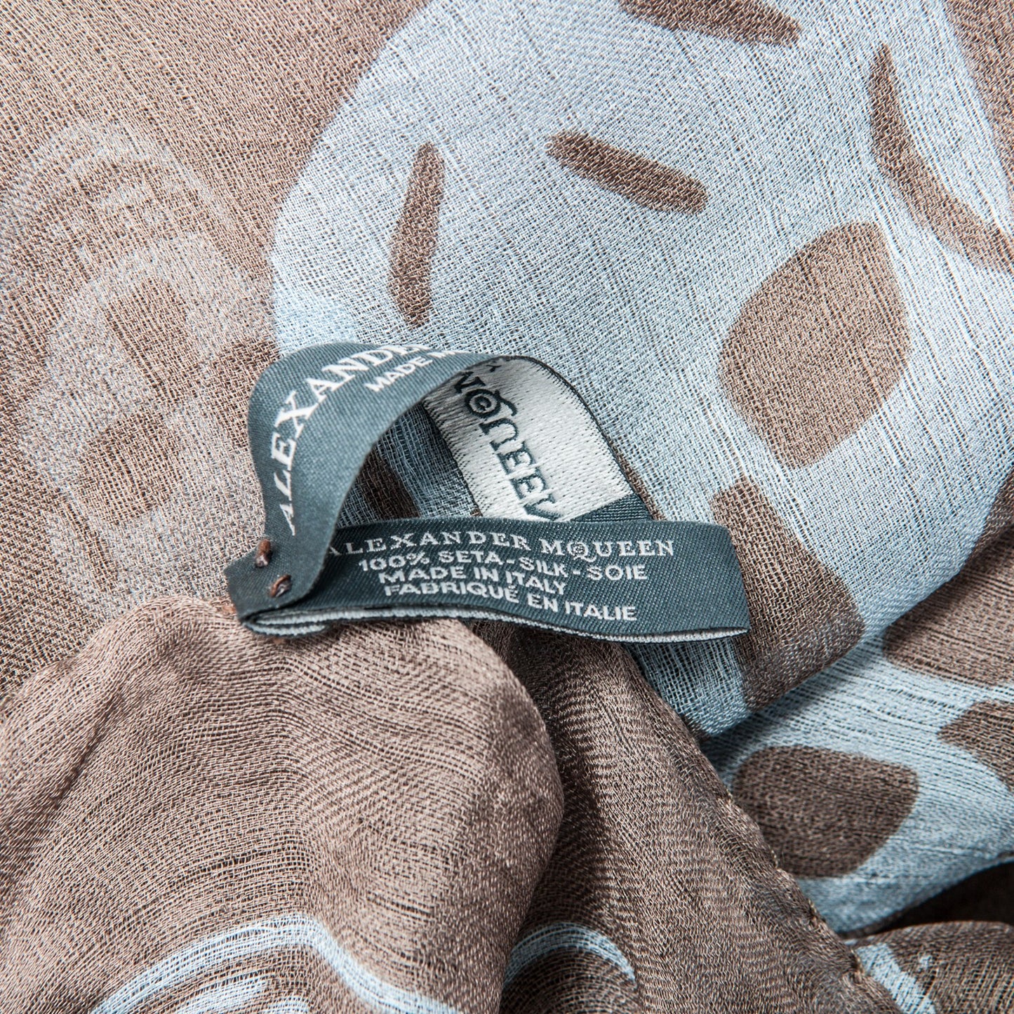 Silk Chiffon Skull Scarf Brown