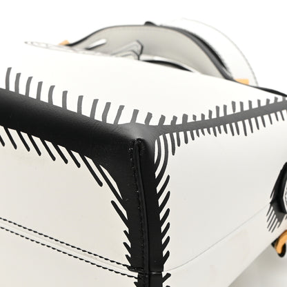 Fendi X JOSHUA VIDES Vitello Century Logo Medium By The Way Boston Bag White Black 10 of 12