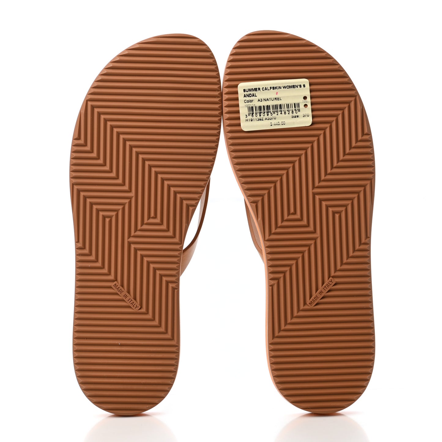 Calfskin Summer Thong Sandals 37 Naturel