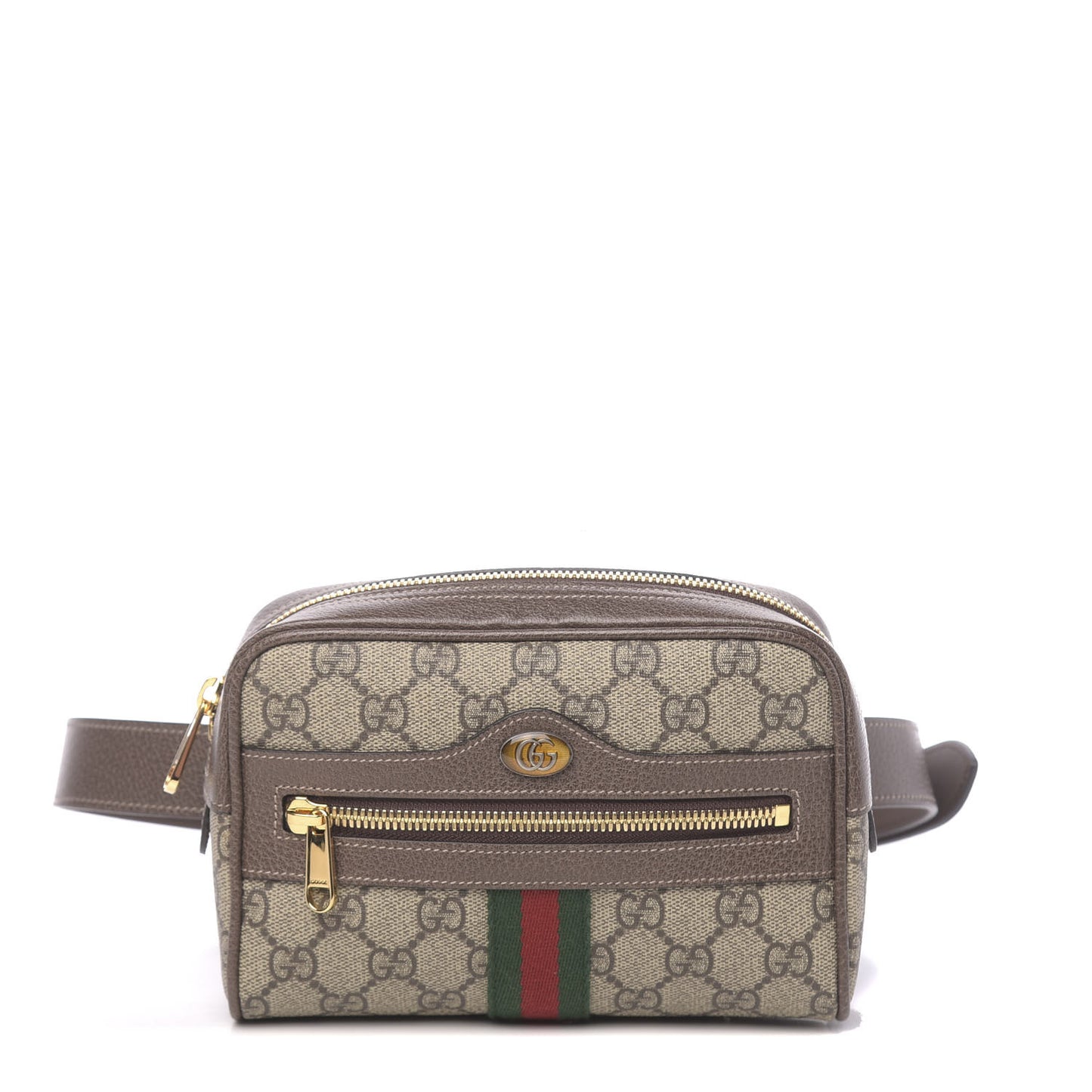 GG Supreme Monogram Web Small Ophidia Belt Bag 85 34 Dark Brown