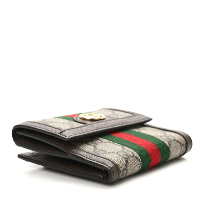 Gucci GG Supreme Monogram Web Ophidia French Flap Wallet Beige New Acero 4 of 8