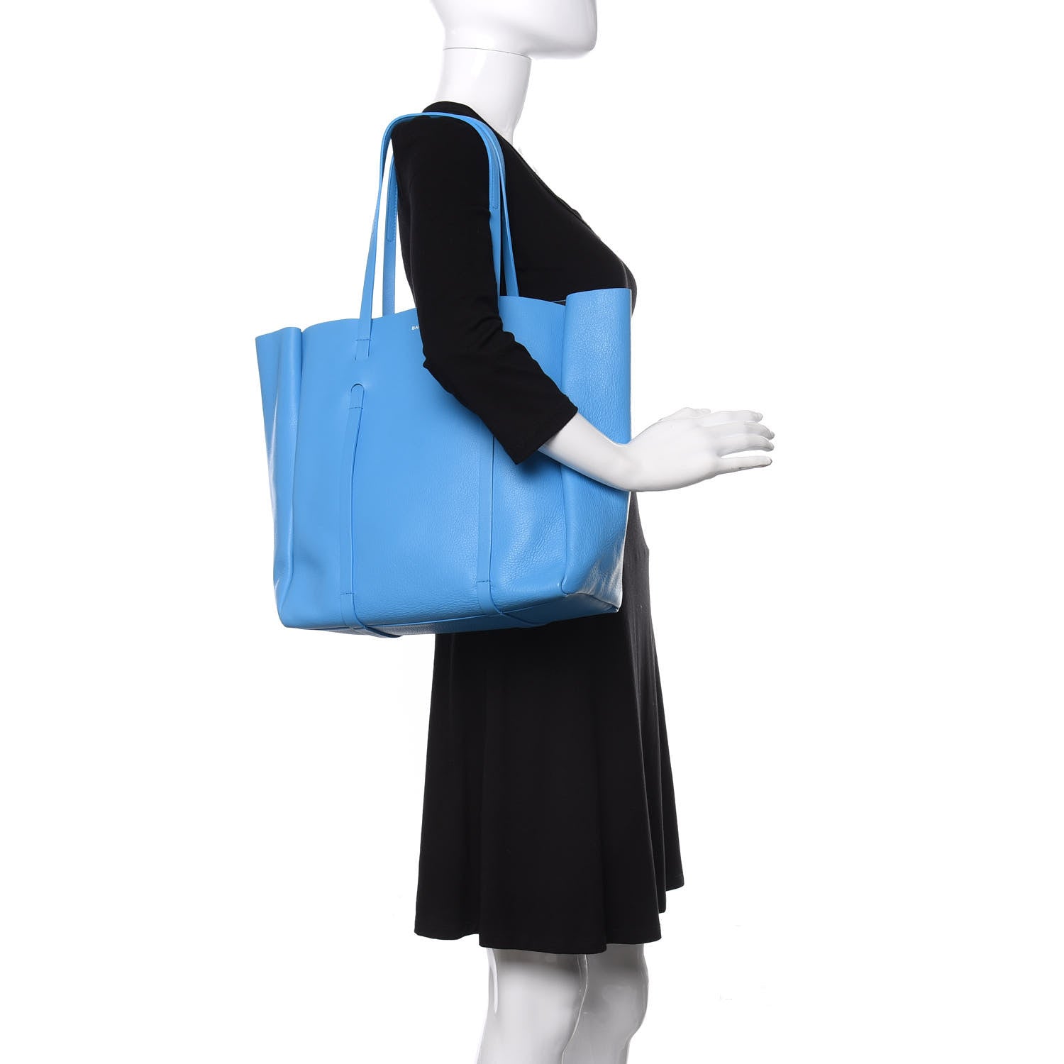 Balenciaga Veau Baltimore Double Sided Small Everyday Tote Bleu Turquoise Black 2 of 8