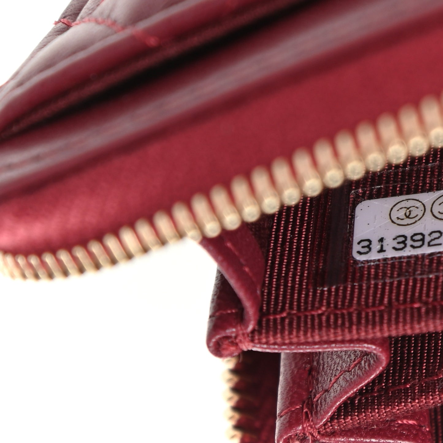 Lambskin Quilted Zip Around Coin Purse Wallet Burgundy