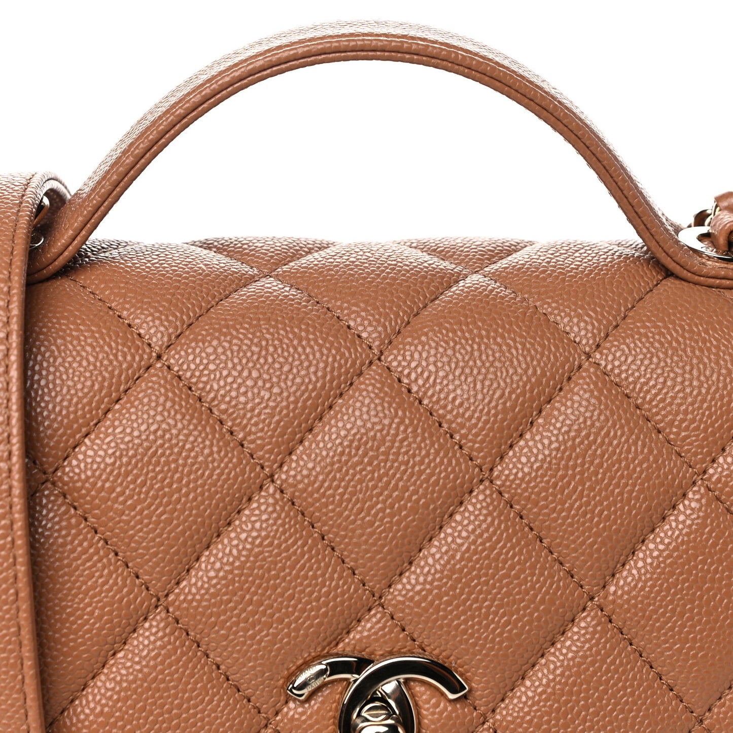 Caviar Quilted Small Business Affinity Flap Camel