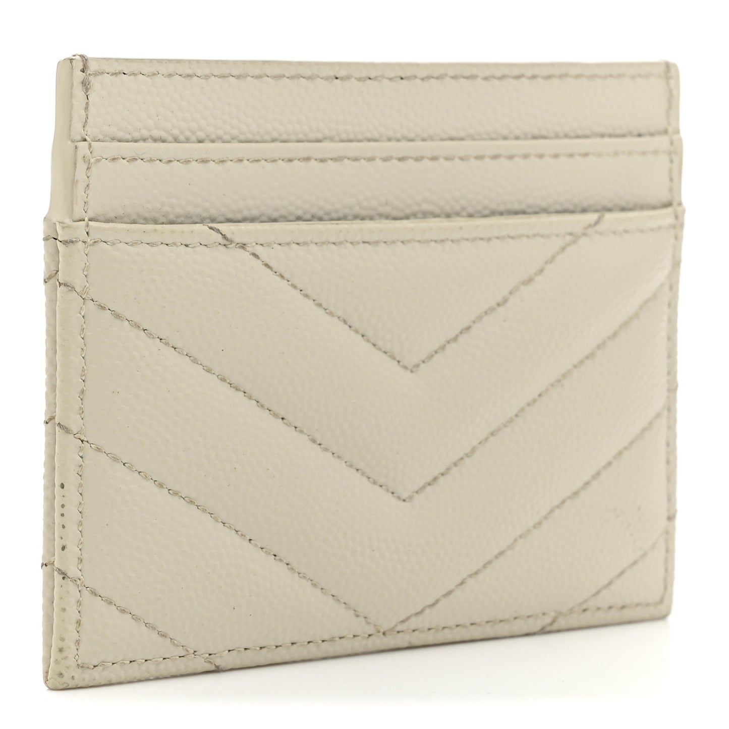 Grain De Poudre Matelasse Chevron Monogram Credit Card Case Crema Soft