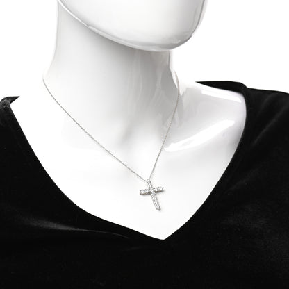 Tiffany Platinum Diamond Large Cross Pendant Necklace 2 of 7