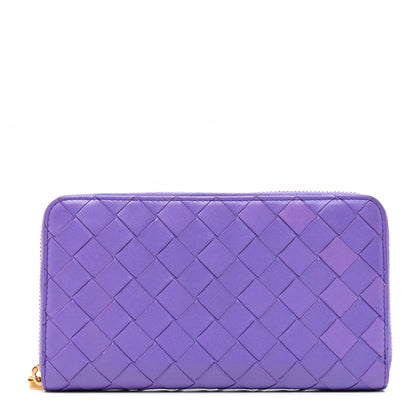 Bottega Veneta Nappa Intrecciato Zip Around Wallet Purple 1 of 8
