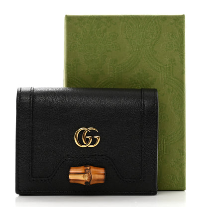 Gucci Wonka Grain Calfskin Diana Card Case Wallet Black 7 of 7