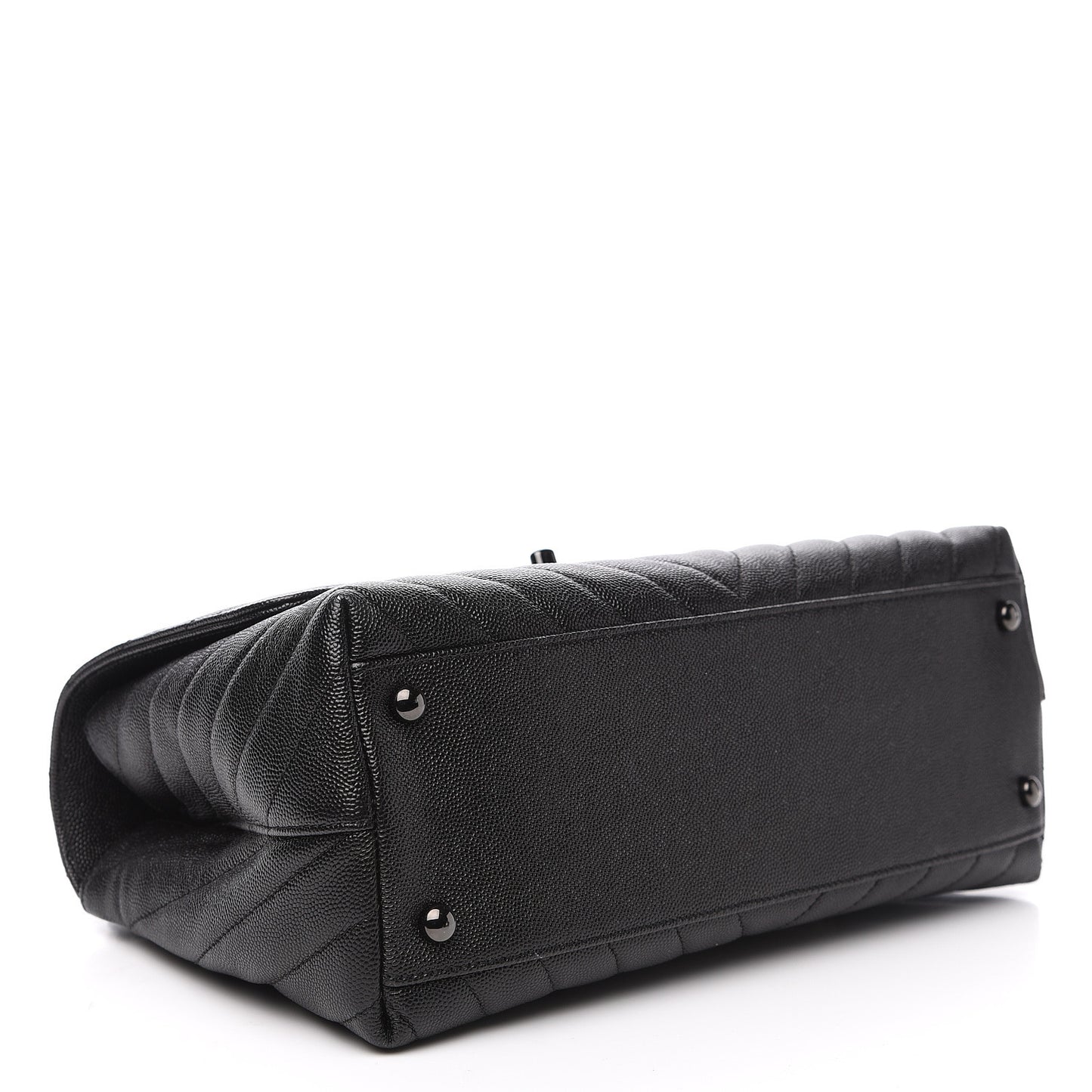 Caviar Chevron Quilted Small Coco Handle Flap So Black