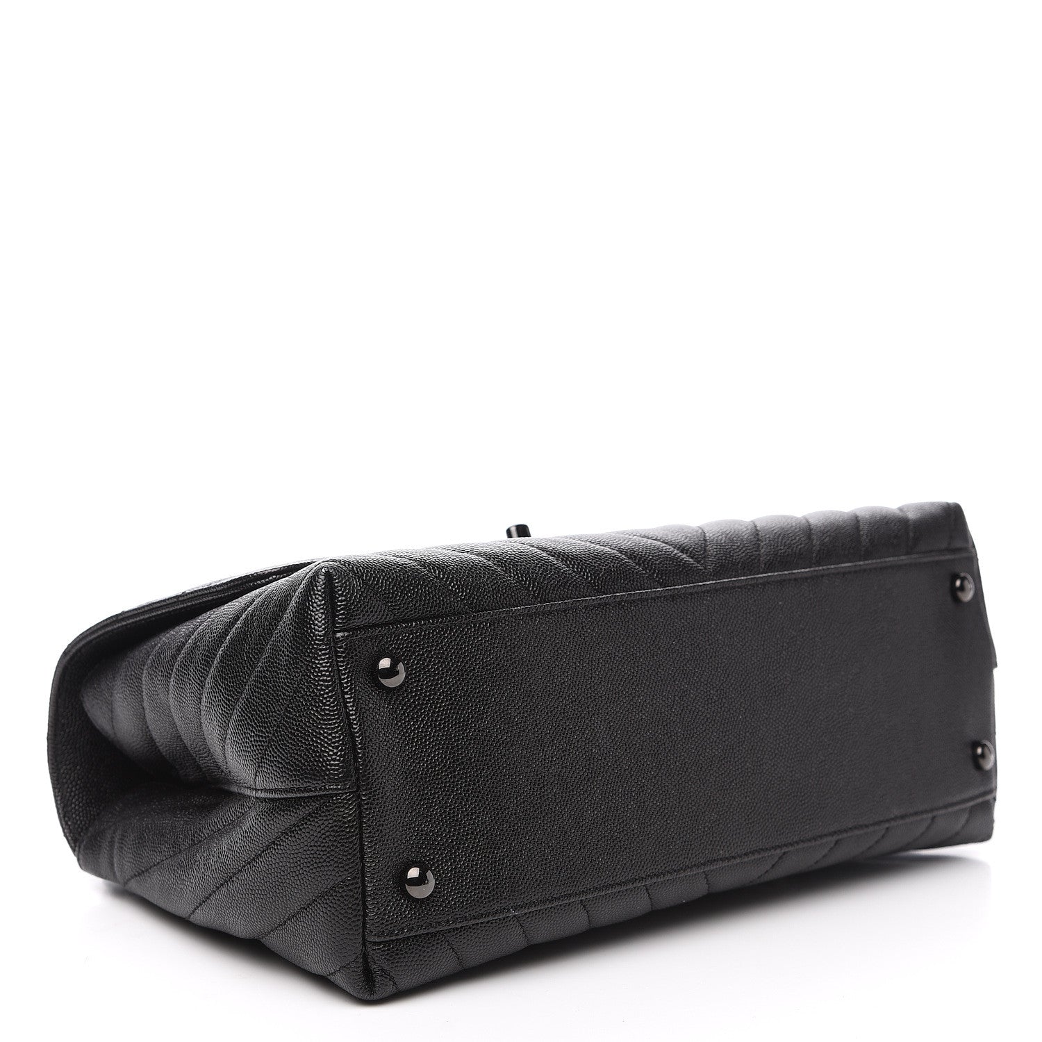 Chanel Caviar Chevron Quilted Small Coco Handle Flap So Black 3 of 10