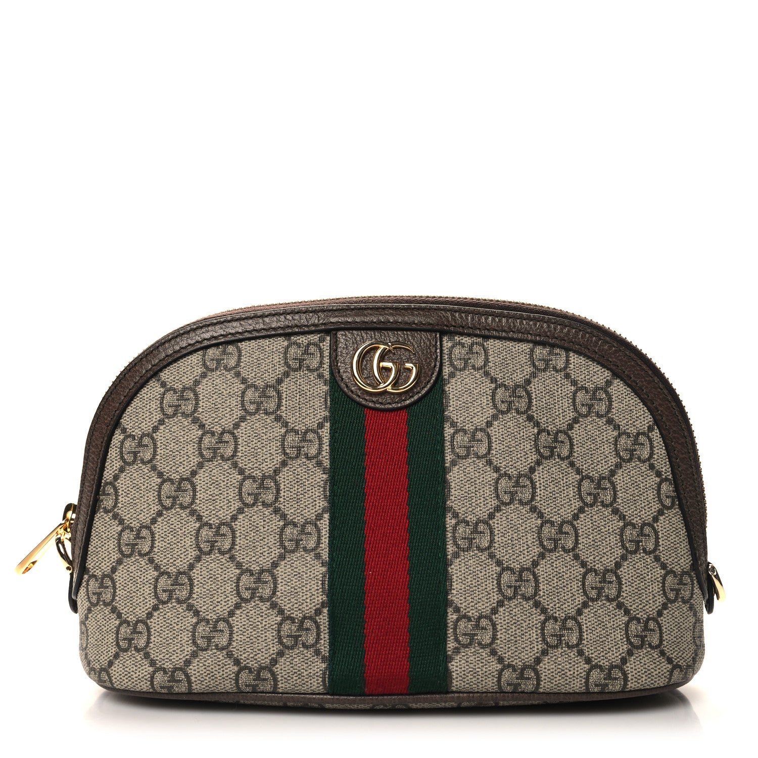 Gucci GG Supreme Monogram Textured Calfskin Web Large Ophidia Cosmetic Case Beige Ebony New Acero 1 of 7