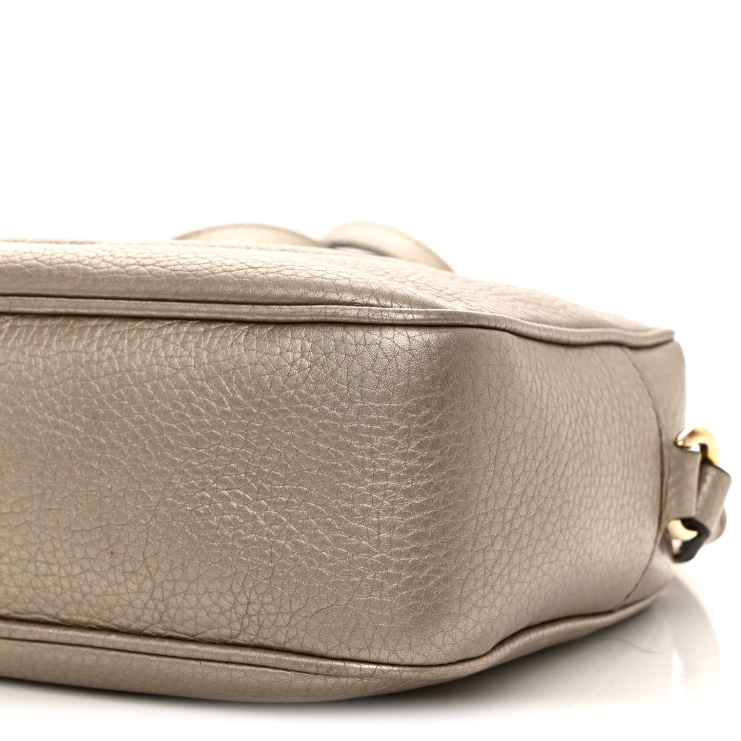 Metallic Pebbled Calfskin Small Soho Disco Bag Golden Beige