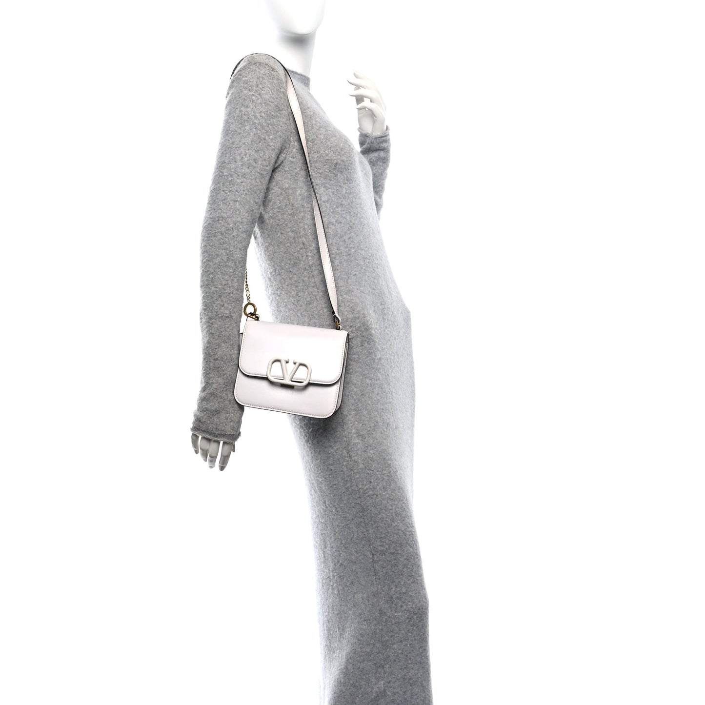 Smooth Calfskin Small VSling Shoulder Bag White