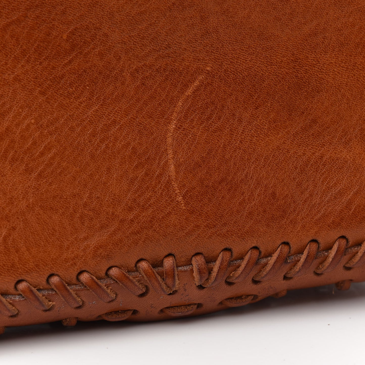 Calfskin Whipstitch Baguette Brown