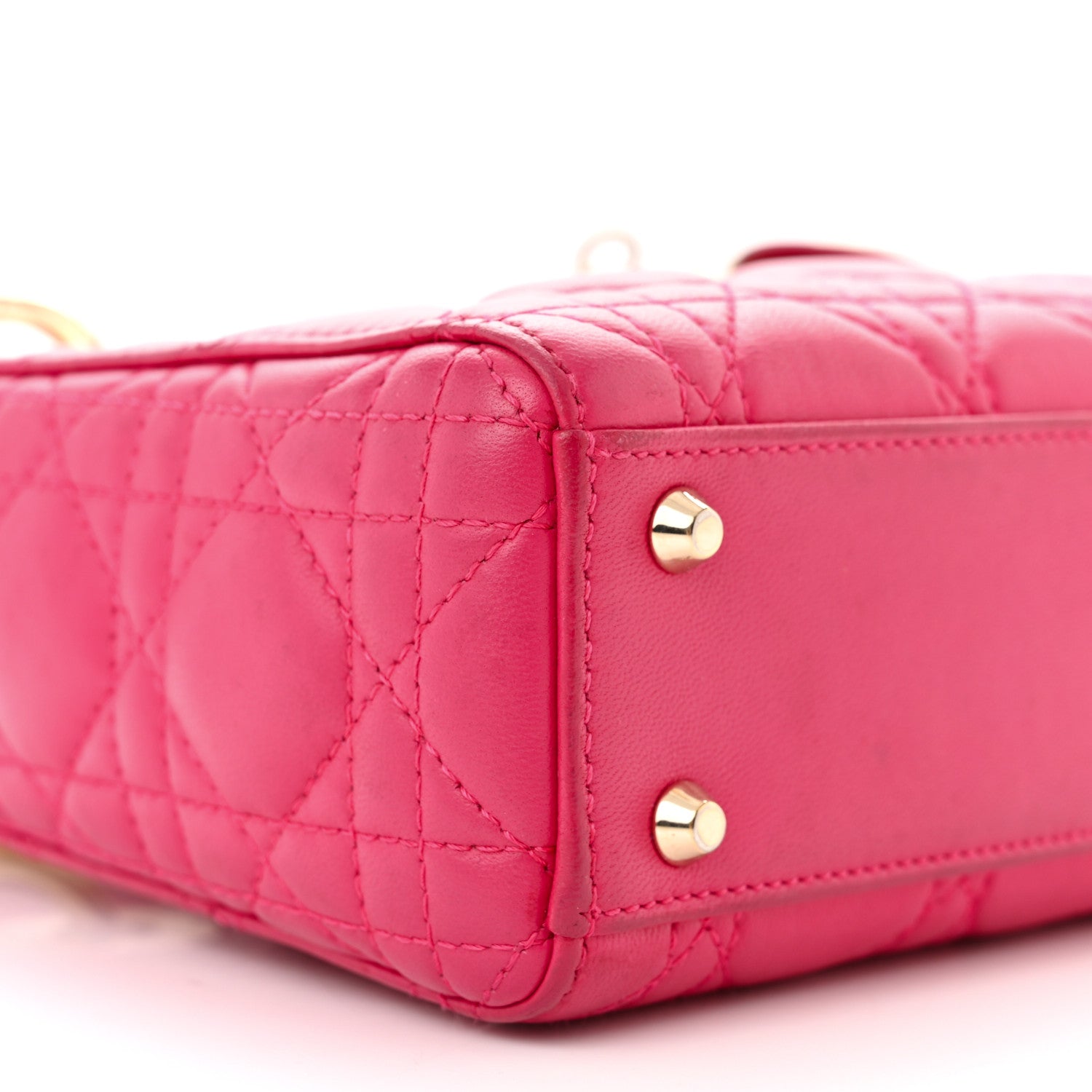 Christian Dior Lambskin Cannage Mini Lady Dior Fuchsia 9 of 12