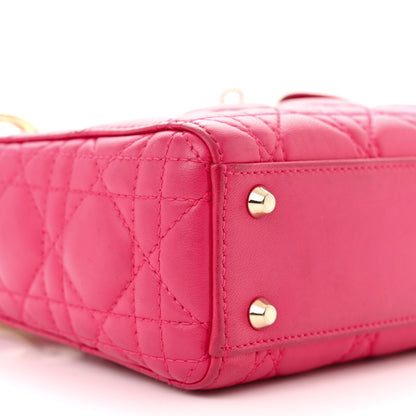 Christian Dior Lambskin Cannage Mini Lady Dior Fuchsia 9 of 12