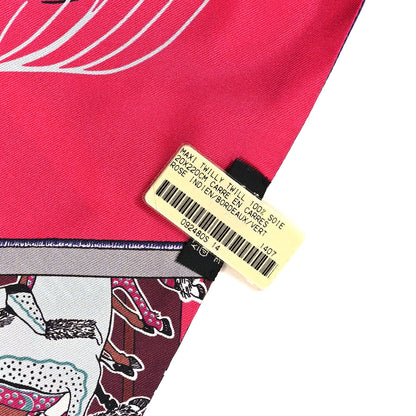 Hermes Silk Maxi Twilly Rose Indien Bordeaux Vert 4 of 6